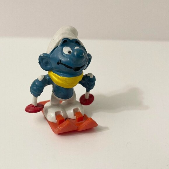 Vintage The Smurfs Skier Smurf Snow Skiing Ski Poles Toy Figurine - Picture 15 of 16
